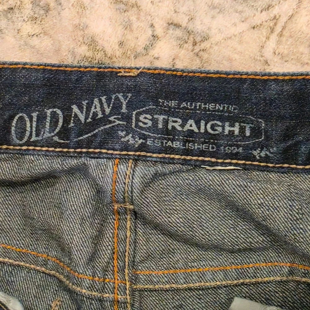 Old Navy Mens Authentic Straight Leg Jeans 28x30 Dark Wash Blue 100% Cotton